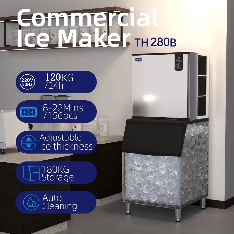 Máquina de Fazer Cubos de Gelo - Commercial Ice Maker 200Kg Cube avaliação e preço