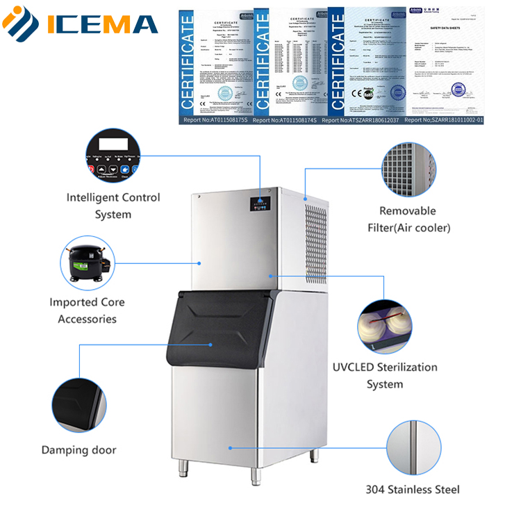 Máquina de Fazer Cubos de Gelo - Commercial Ice Maker 200Kg Cube avaliação e preço